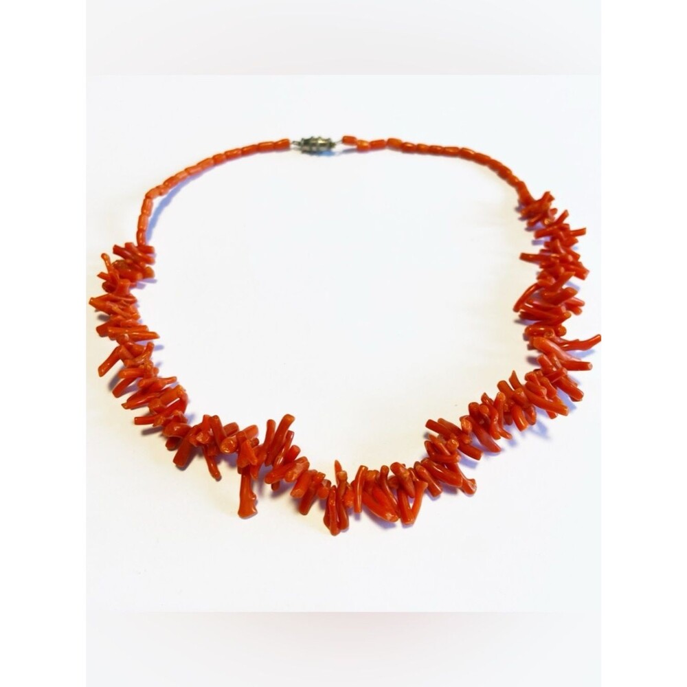 Vintage Red Branch Coral Necklace 16”